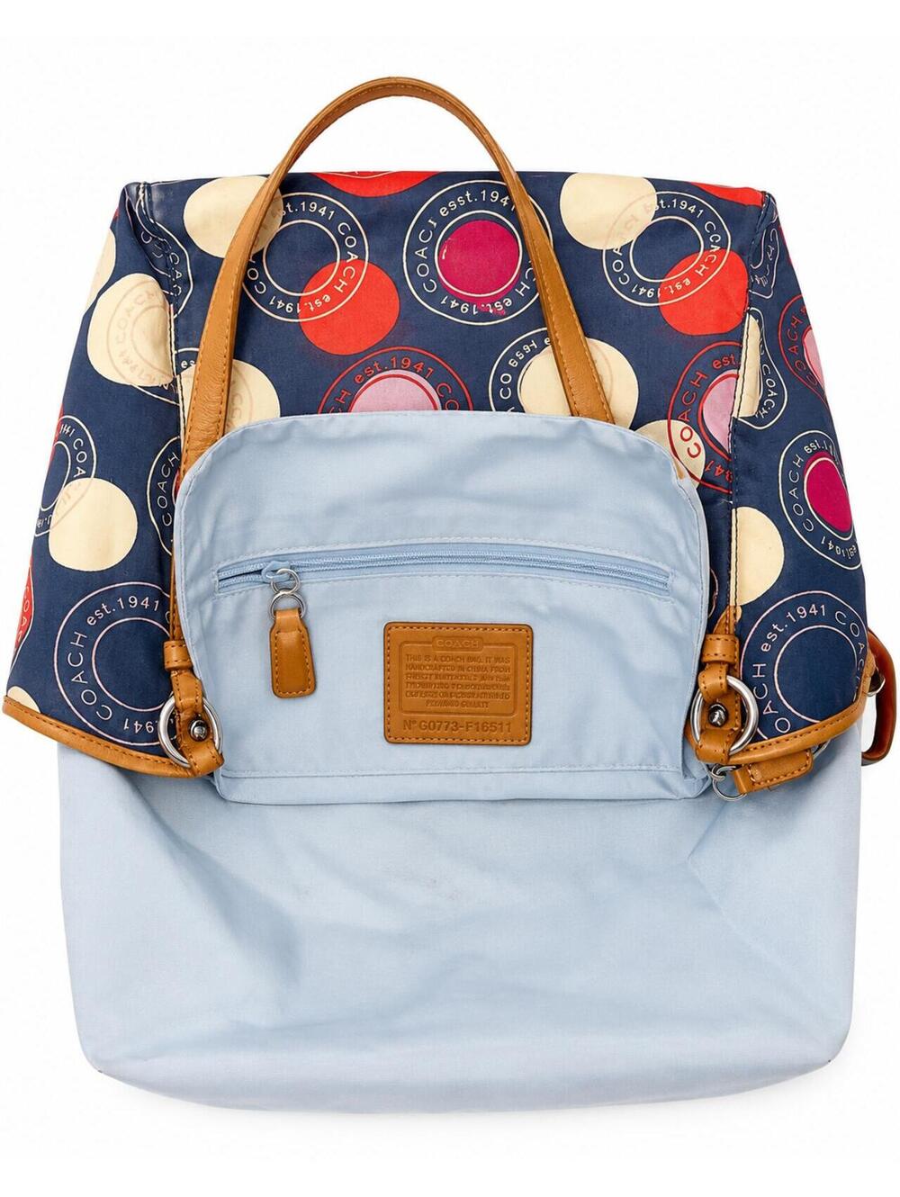 Coach Polka Dot Leah Tote Shoulder Bag Blue Multicolor F14667 - Picture 9 of 10
